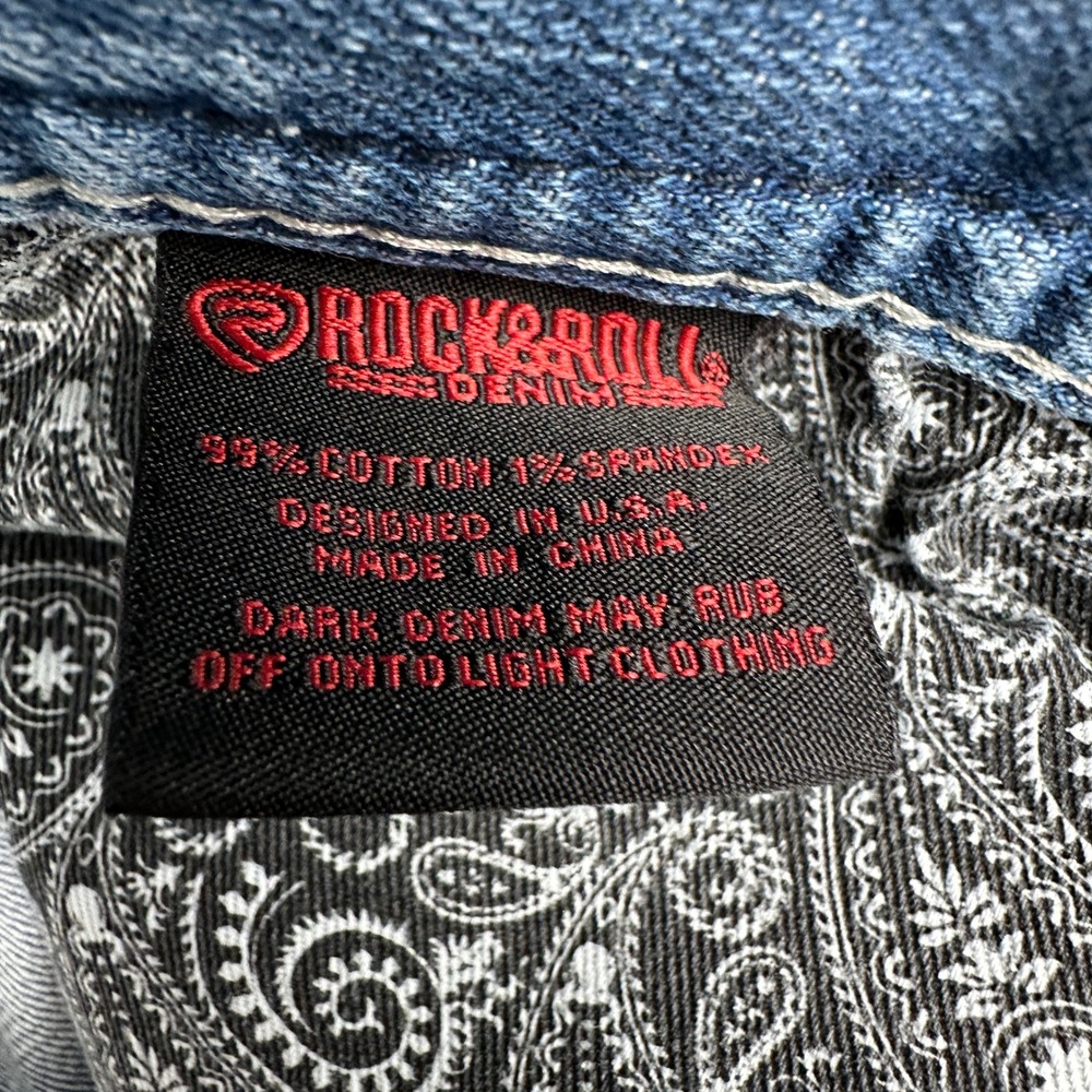 Rock & Roll Denim Jeans Men 34 Blue Revolver Straight Slim Straight Rodeo Cowboy - Picture 4 of 15